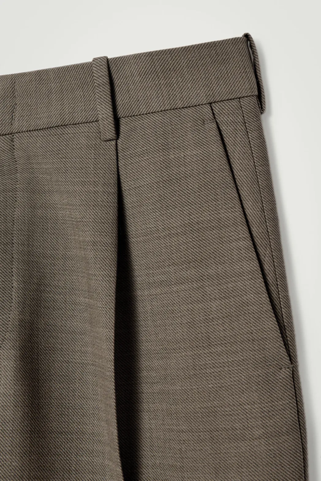 Discount COS RELAXED WOOL-BLEND TAPERED PANTS DARK BEIGE
