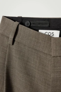 Discount COS RELAXED WOOL-BLEND TAPERED PANTS DARK BEIGE