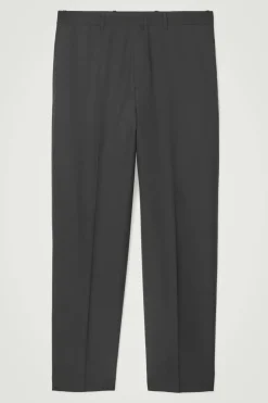 Outlet COS RELAXED WOOL-HOPSACK STRAIGHT-LEG PANTS BLACK