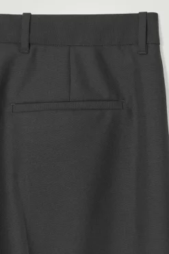 Outlet COS RELAXED WOOL-HOPSACK STRAIGHT-LEG PANTS BLACK