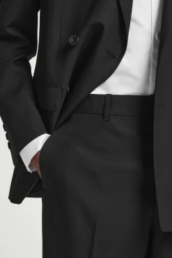 Outlet COS RELAXED WOOL-HOPSACK STRAIGHT-LEG PANTS BLACK
