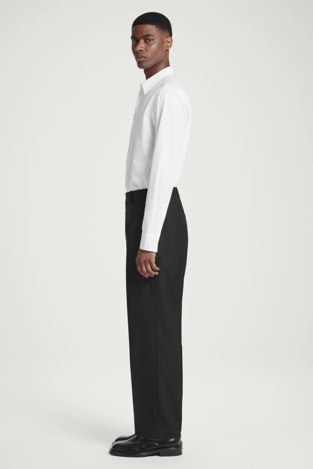 Outlet COS RELAXED WOOL-HOPSACK STRAIGHT-LEG PANTS BLACK