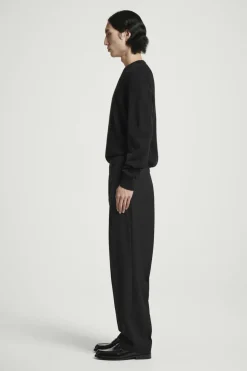 Outlet COS RELAXED WOOL-HOPSACK STRAIGHT-LEG PANTS BLACK