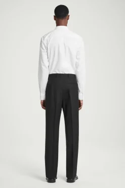 Outlet COS RELAXED WOOL-HOPSACK STRAIGHT-LEG PANTS BLACK