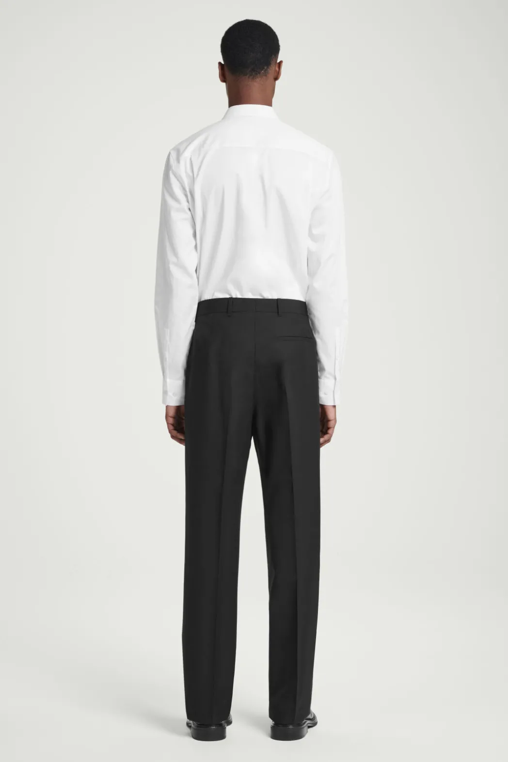 Outlet COS RELAXED WOOL-HOPSACK STRAIGHT-LEG PANTS BLACK