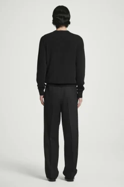Outlet COS RELAXED WOOL-HOPSACK STRAIGHT-LEG PANTS BLACK