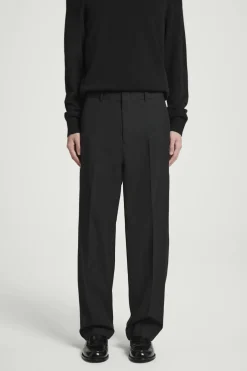 Outlet COS RELAXED WOOL-HOPSACK STRAIGHT-LEG PANTS BLACK