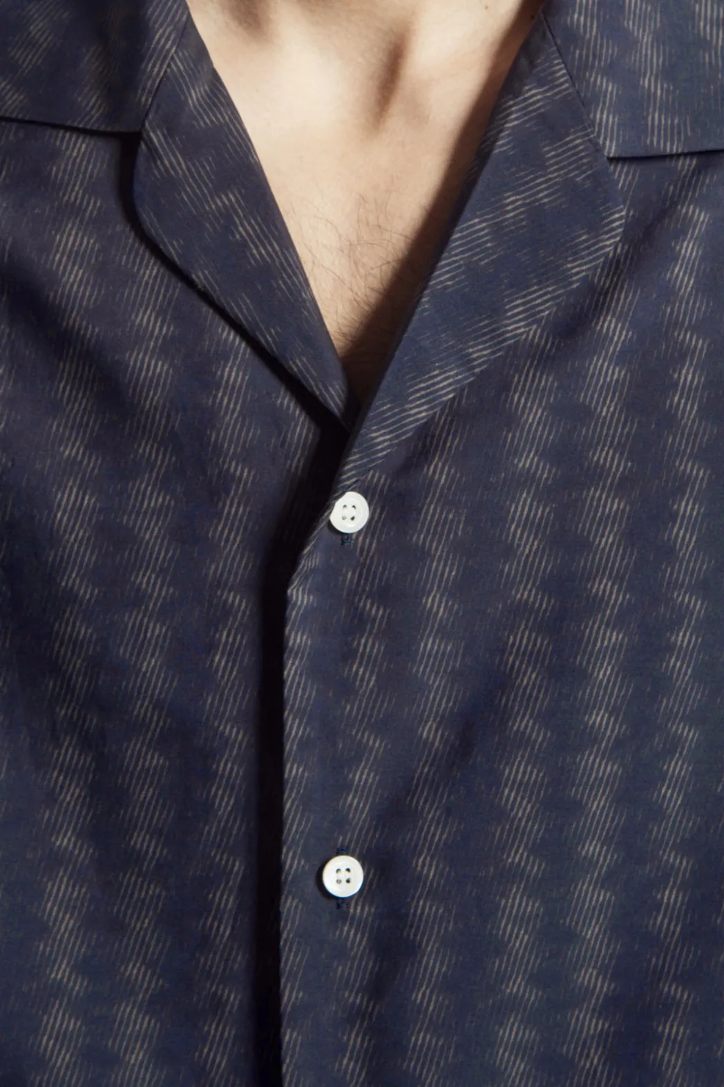 COS RELAXED ZIGZAG STRIPE COTTON SHIRT NAVY BLUE