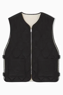 Outlet COS REVERSIBLE FLEECE-LINED UTILITY VEST BLACK