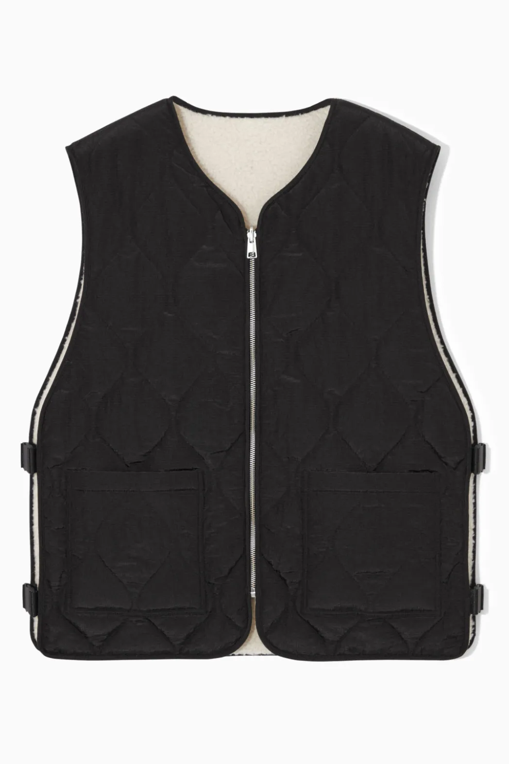 Outlet COS REVERSIBLE FLEECE-LINED UTILITY VEST BLACK
