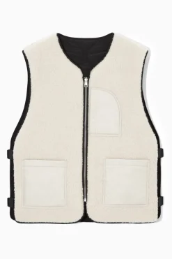Outlet COS REVERSIBLE FLEECE-LINED UTILITY VEST BLACK