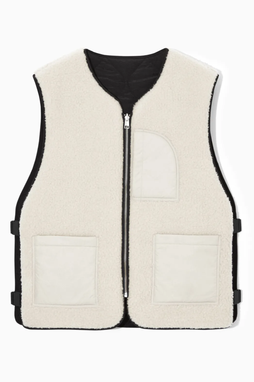 Outlet COS REVERSIBLE FLEECE-LINED UTILITY VEST BLACK