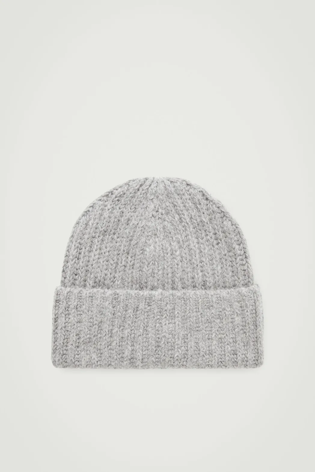 New COS RIBBED ALPACA-BLEND BEANIE GRAY