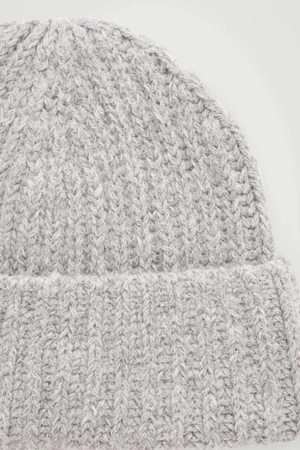 New COS RIBBED ALPACA-BLEND BEANIE GRAY
