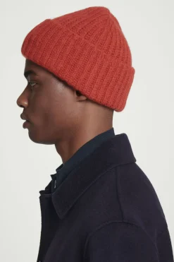 Online COS RIBBED ALPACA-BLEND BEANIE BRIGHT RED