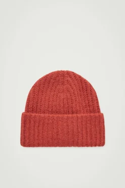 Online COS RIBBED ALPACA-BLEND BEANIE BRIGHT RED
