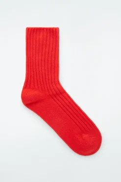 Best COS RIBBED CASHMERE SOCKS BRIGHT RED