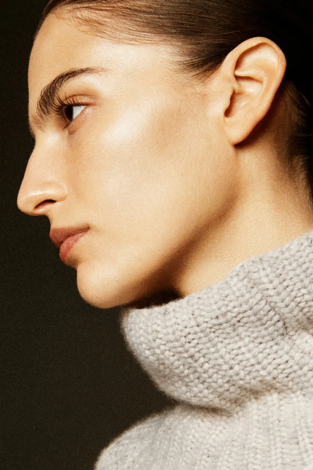 Hot COS RIBBED CASHMERE-BLEND FUNNEL-NECK SWEATER BEIGE MÉLANGE