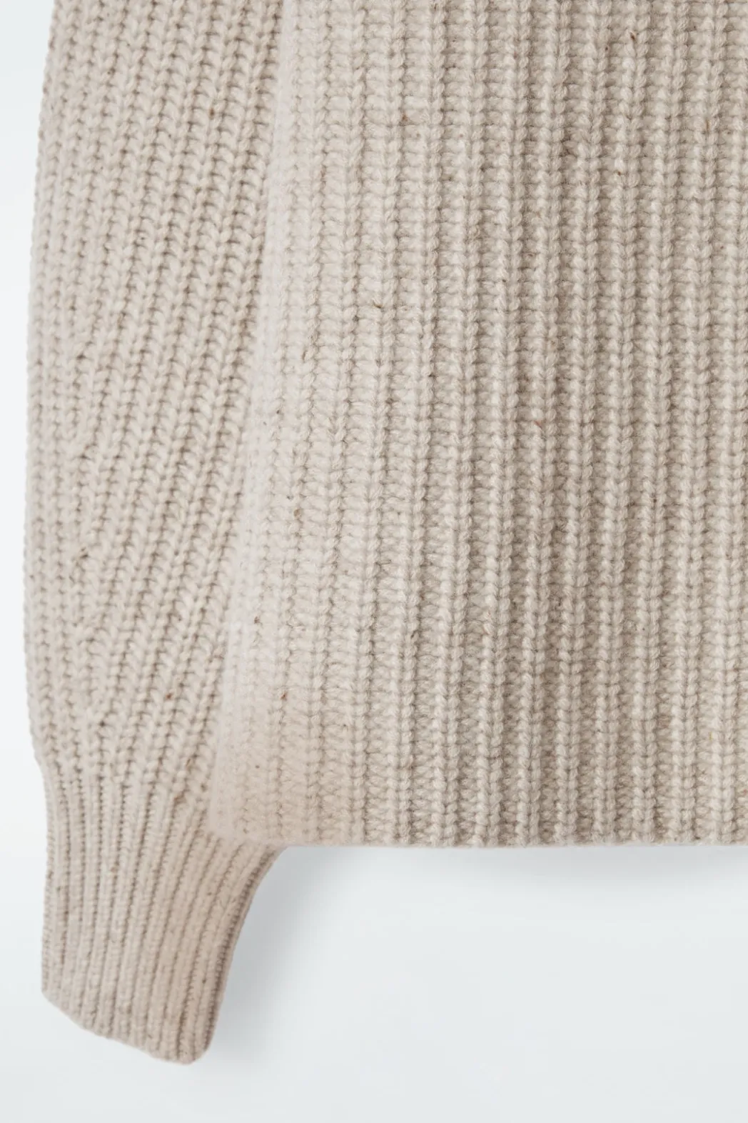Hot COS RIBBED CASHMERE-BLEND FUNNEL-NECK SWEATER BEIGE MÉLANGE