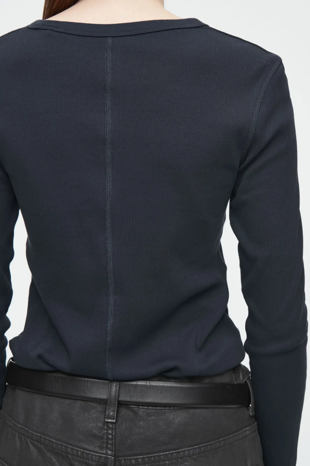 Sale COS RIBBED JERSEY LONG-SLEEVED TOP NAVY