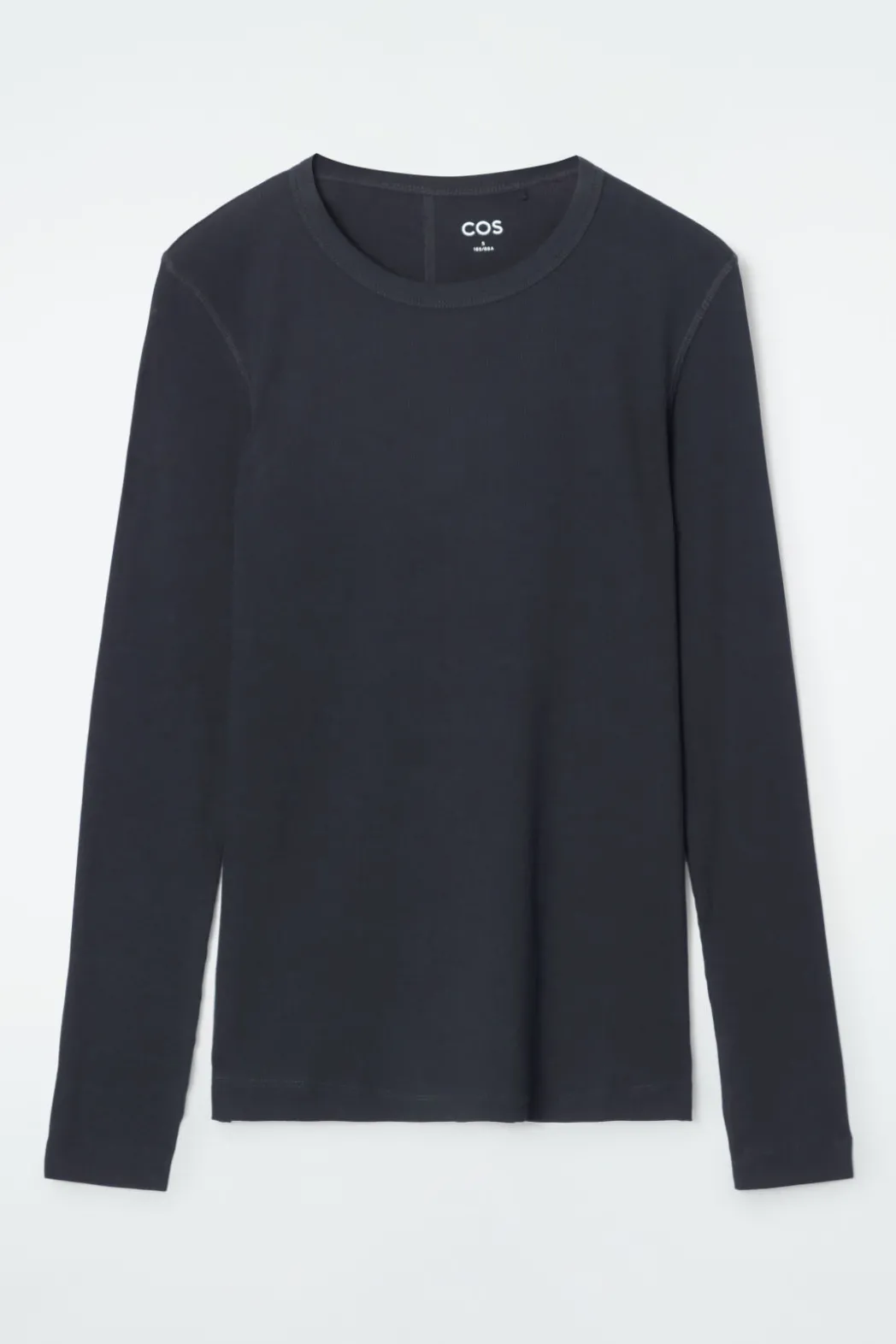 Sale COS RIBBED JERSEY LONG-SLEEVED TOP NAVY