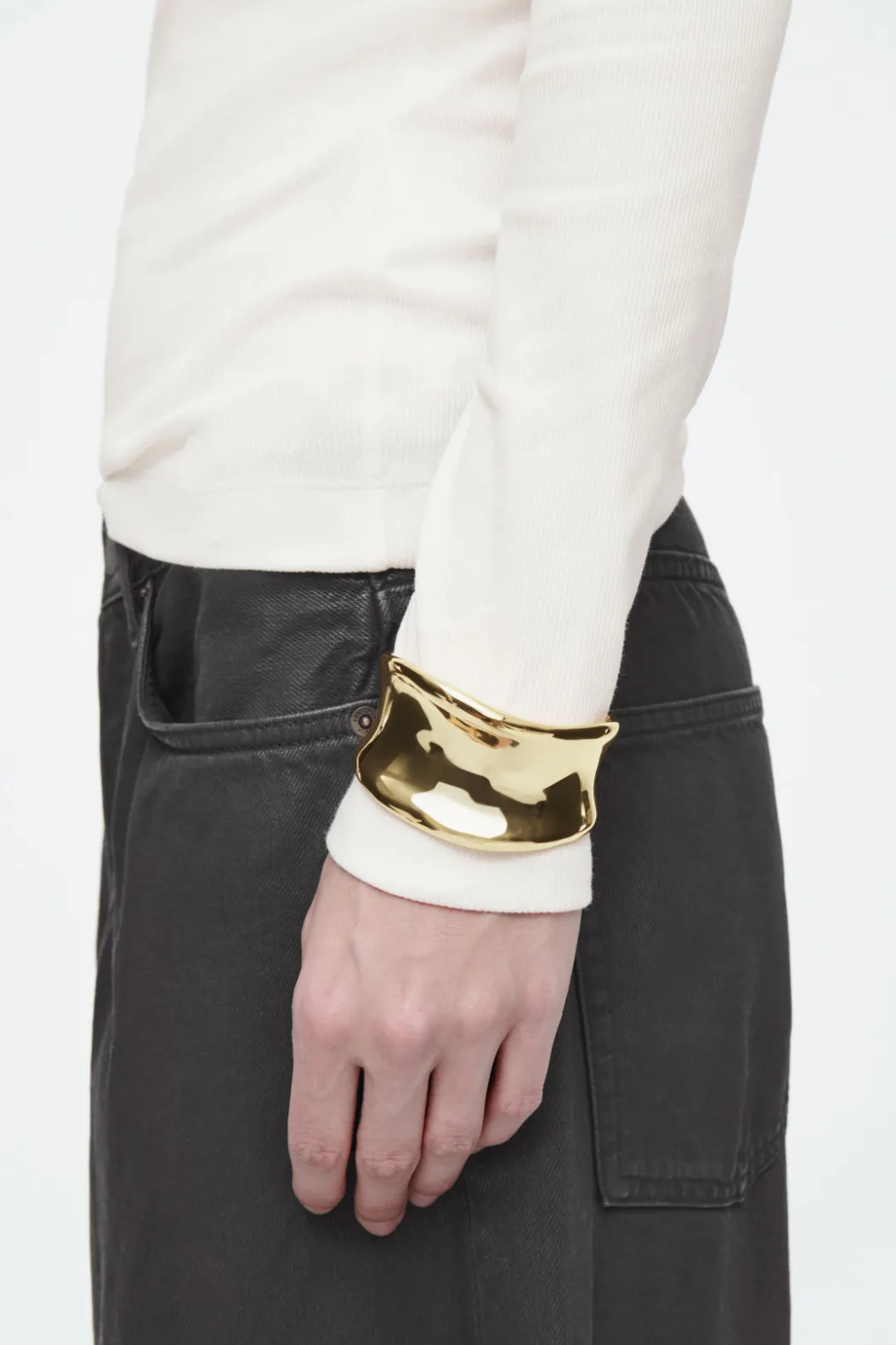 COS RIBBED JERSEY LONG-SLEEVED TOP WHITE