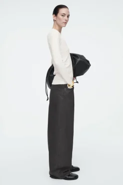 COS RIBBED JERSEY LONG-SLEEVED TOP WHITE
