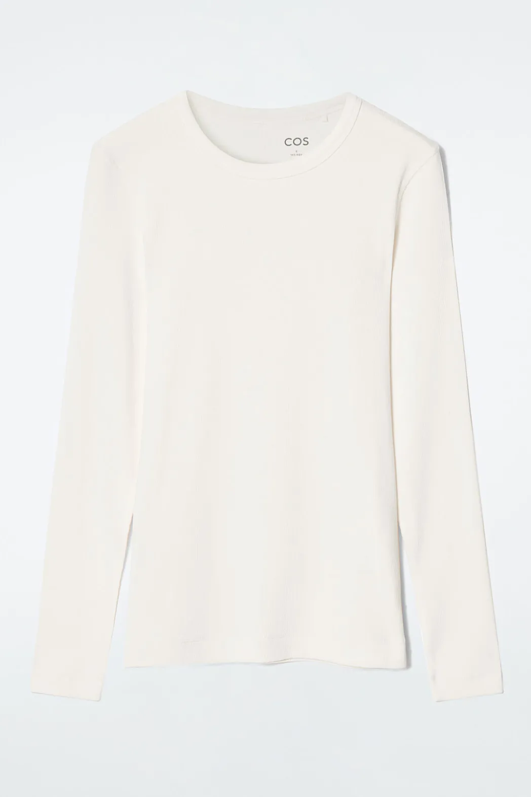 COS RIBBED JERSEY LONG-SLEEVED TOP WHITE