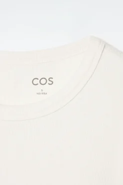 COS RIBBED JERSEY LONG-SLEEVED TOP WHITE