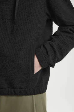 Outlet COS RIBBED JERSEY ZIP-UP HOODIE BLACK