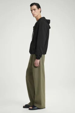 Outlet COS RIBBED JERSEY ZIP-UP HOODIE BLACK