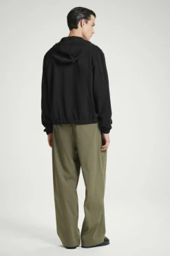 Outlet COS RIBBED JERSEY ZIP-UP HOODIE BLACK