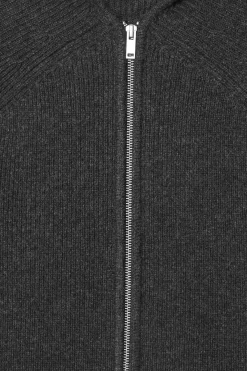Outlet COS RIBBED MERINO WOOL HOODED JACKET CHARCOAL