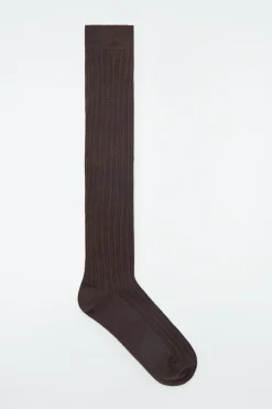 Best COS RIBBED MERINO WOOL KNEE SOCKS BROWN