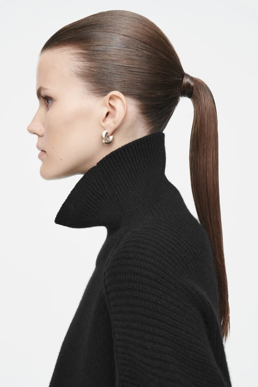 Best COS RIBBED MERINO WOOL TURTLENECK SWEATER BLACK