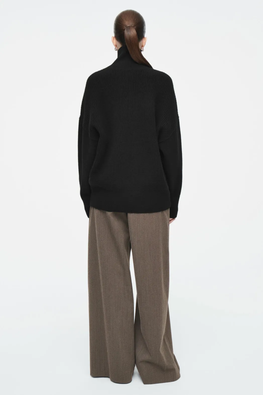 Best COS RIBBED MERINO WOOL TURTLENECK SWEATER BLACK