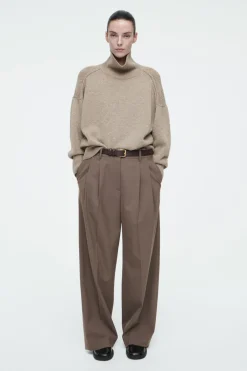 Online COS RIBBED MERINO WOOL TURTLENECK SWEATER BEIGE