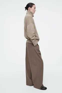 Online COS RIBBED MERINO WOOL TURTLENECK SWEATER BEIGE