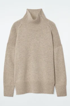 Online COS RIBBED MERINO WOOL TURTLENECK SWEATER BEIGE