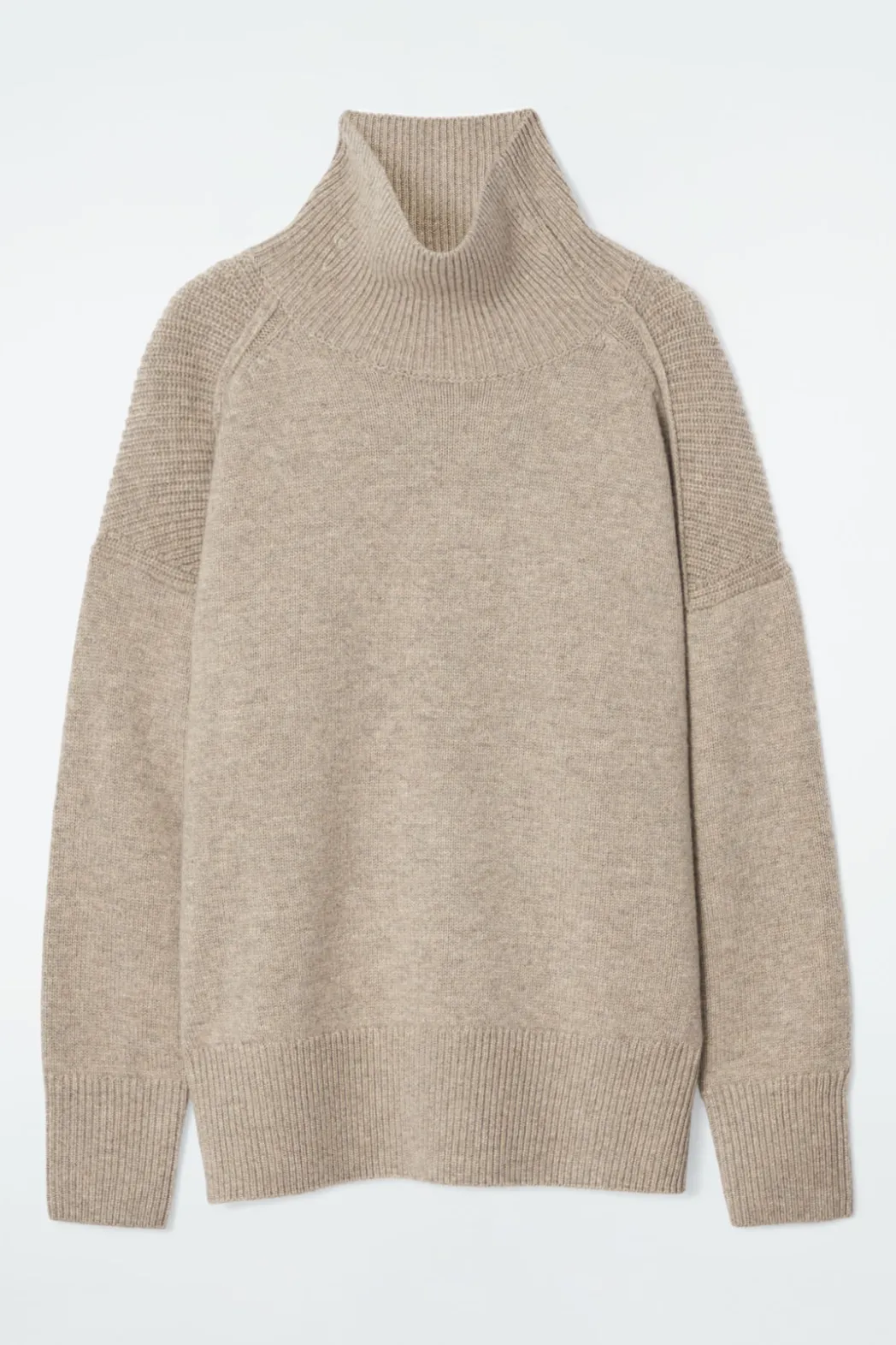 Online COS RIBBED MERINO WOOL TURTLENECK SWEATER BEIGE
