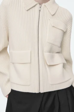 Sale COS RIBBED MERINO WOOL UTILITY JACKET CREAM