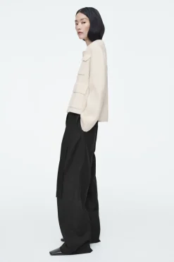 Sale COS RIBBED MERINO WOOL UTILITY JACKET CREAM