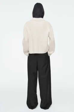 Sale COS RIBBED MERINO WOOL UTILITY JACKET CREAM