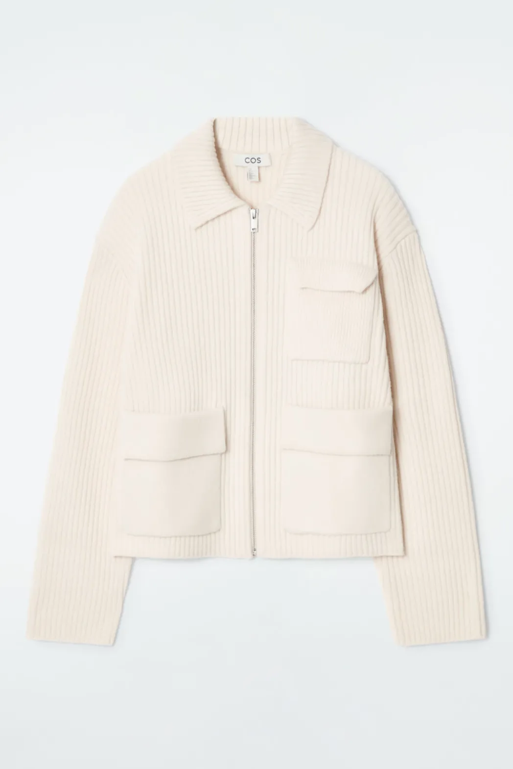 Sale COS RIBBED MERINO WOOL UTILITY JACKET CREAM