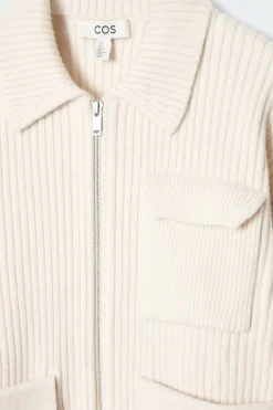Sale COS RIBBED MERINO WOOL UTILITY JACKET CREAM