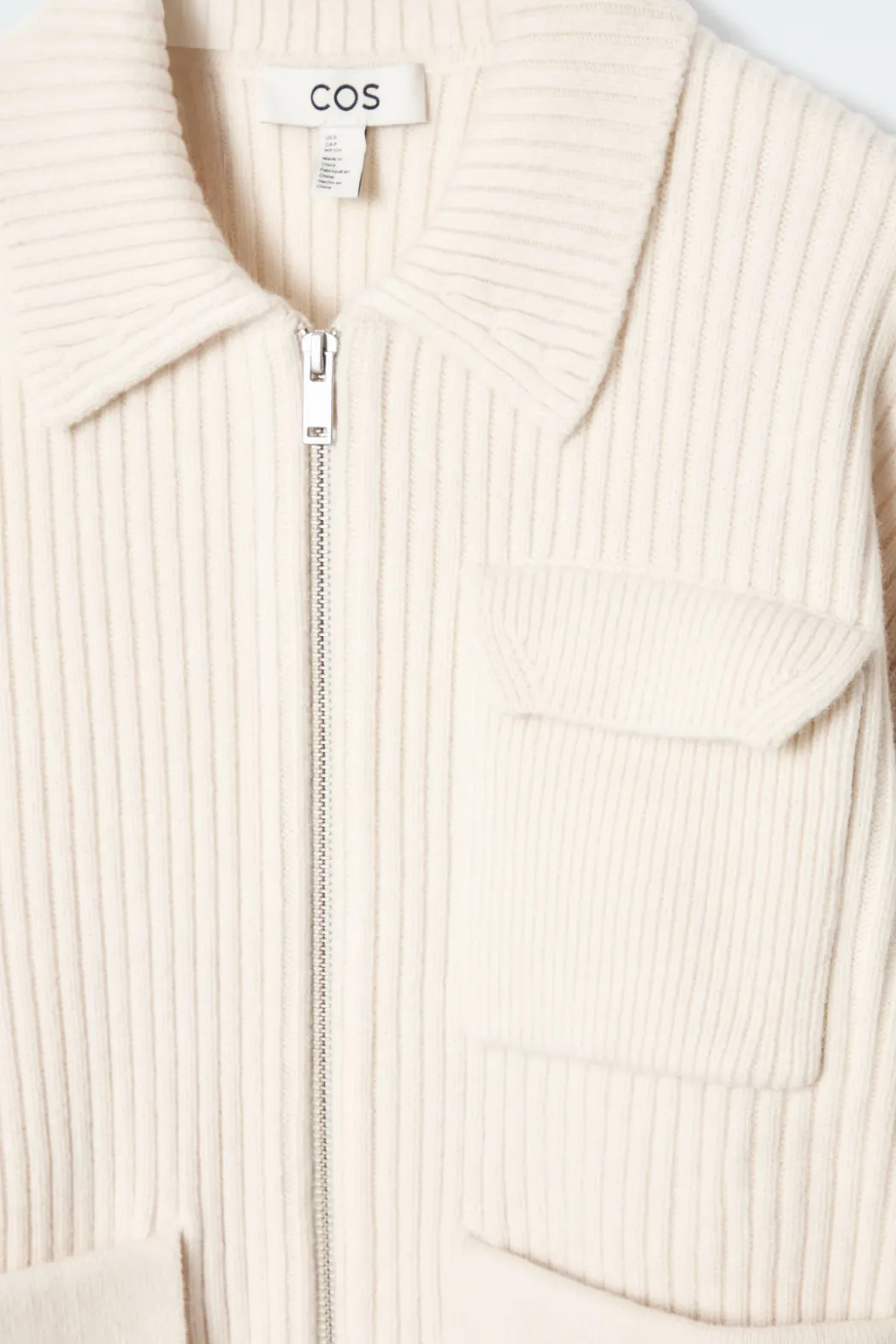 Sale COS RIBBED MERINO WOOL UTILITY JACKET CREAM