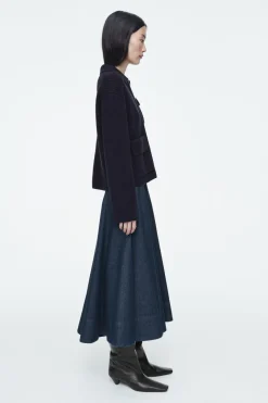 Outlet COS RIBBED MERINO WOOL UTILITY JACKET NAVY