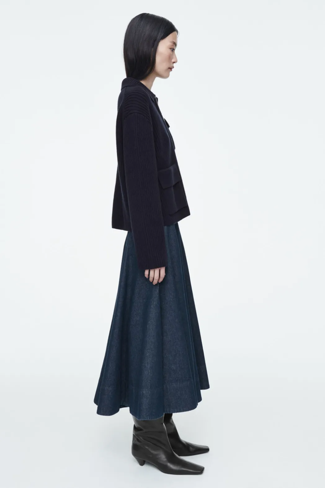 Outlet COS RIBBED MERINO WOOL UTILITY JACKET NAVY