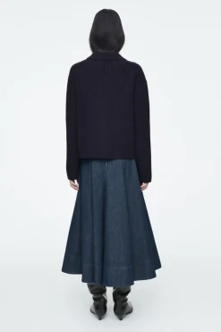 Outlet COS RIBBED MERINO WOOL UTILITY JACKET NAVY