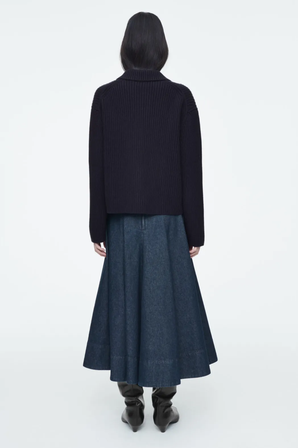 Outlet COS RIBBED MERINO WOOL UTILITY JACKET NAVY